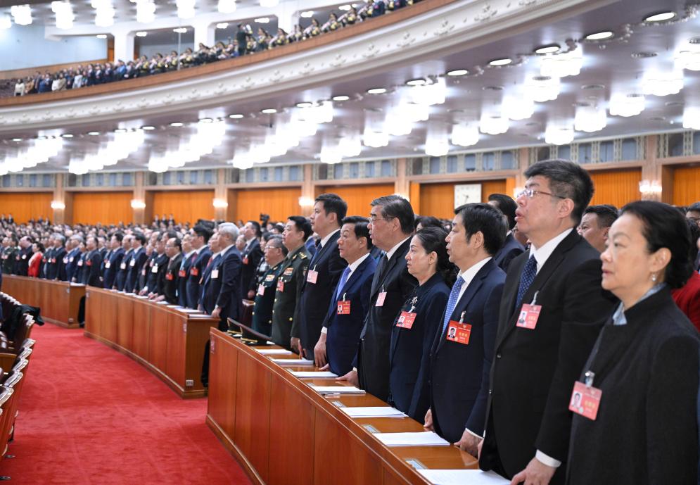 3月10日，中國人民政治協商會議第十四屆全國委員會第二次會議在北京人民大會堂舉行閉幕會。新華社記者 李學仁 攝